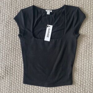 NWT Garage Black Square Neck Top